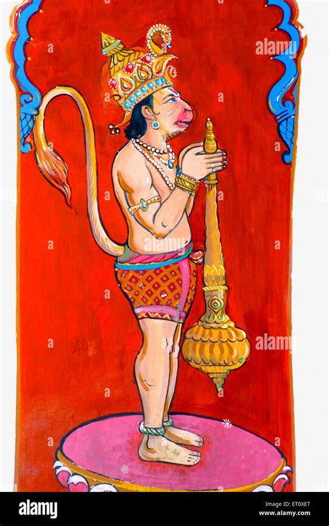 Painting Of Lord Hanuman Holding Big Mace At The Entrance Of Vitthal