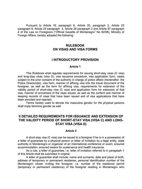 Fillable Online Rulebook On Visas And Visa Forms I Introductory Fax