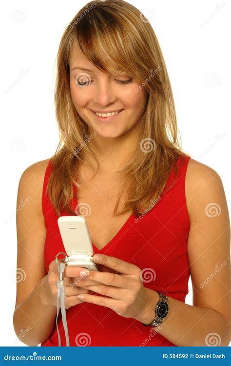 Fille Blonde Avec Le Téléphone Portable Photo stock Image du entretien occasionnel