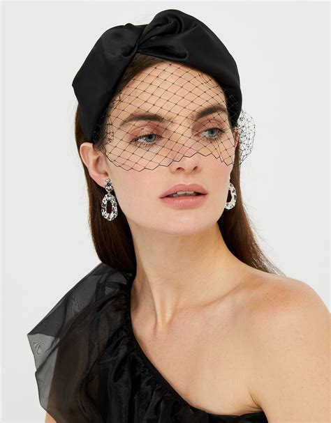 Taylor Satin Headband With Veil Black One Size 8911640300