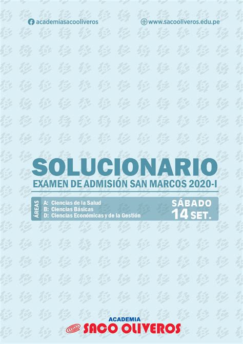 Solucionario SAN Marcos 2020-I - Sábado 14 DE SET - 2 HABILIDAD VERBAL