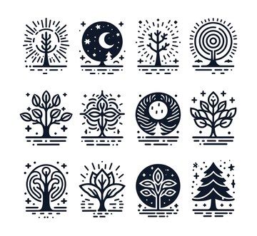 premium vector vector tree icons  collection  linear icon designs