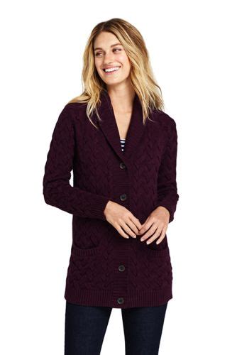 Womens Drifter Cotton Shawl Collar Cardigan Lands End