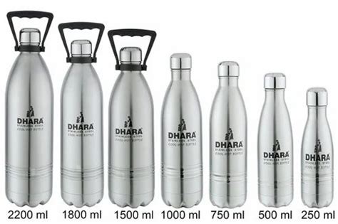 Silver Matt Dhara Stainless Steel Water Bottle Hot And Cold L Screw Cap At Rs Piece In