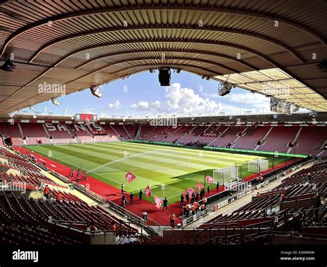 A general view of the football pitch at St. Mary’s stadium, home to ...