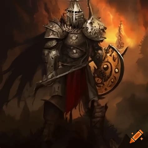 Heavily Armoured Warrior With A Large Sword In A Fantasy Digital Art On