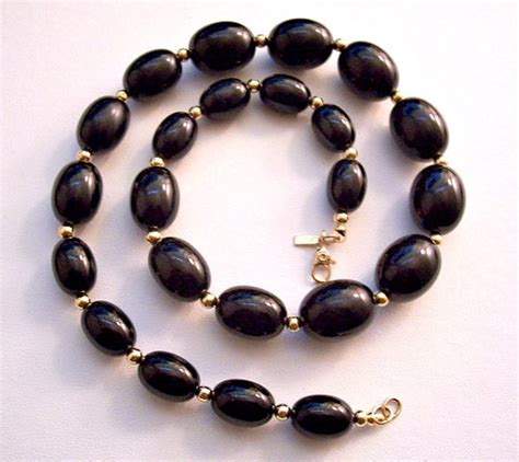 Monet Oval Black Lucite Graduated Bead Choker Necklace Gold Etsy