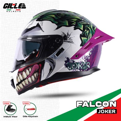 Gille 883 Falcon Wd Joker White Full Face Dual Visor Motorcycle Helmet