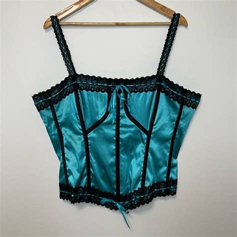 Torrid Intimates Sleepwear Torrid Blue Lingerie Top Womens Plus Vintage Ribbon Lace Sexy