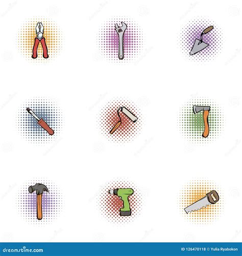 Building Tools Icons Set Pop Art Style Stock Illustration