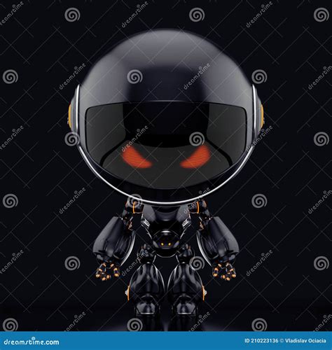 Black Robot Toy with Red Digital Eyes, 3d Rendering Stock Illustration ...