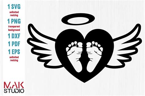 Baby Memorial Svg Baby Angel Svg Angel Wings Svg Baby Feet Svg Baby