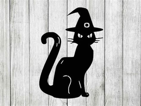 Black Cat Svg Halloween Svg Cat Svg Witch Hat Svg Etsy