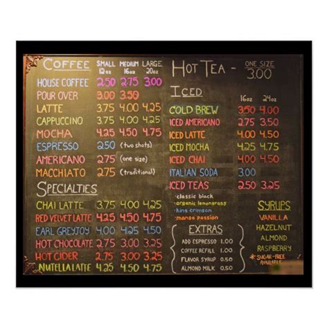 Coffee Shop Menu Board - 24x20 Inch Poster | Zazzle | Coffee shop menu ...