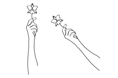 Female Hand With Flowers Linear Design Graphic By Subujayd · Creative