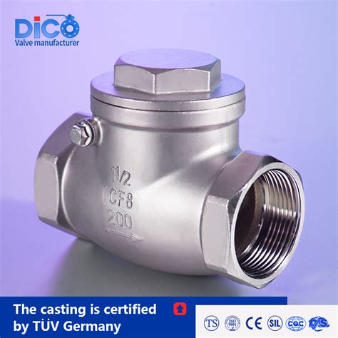 CF8 SS304 Non Return Flap Valve BSPT Industrial Swing With Symbol Check