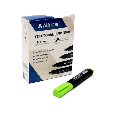 Текстовыделитель, зеленый, Alingar, "Line" овальный корпус, скошенный ...