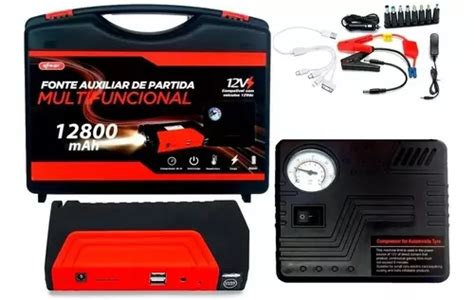 Auxiliar Partida Veicular Bateria Chupeta Usb Maleta Bivolt