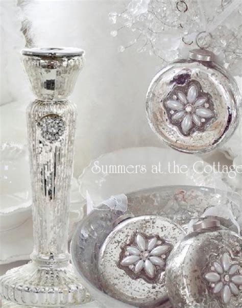 Silver Mercury Glass Rhinestone Candle Holder