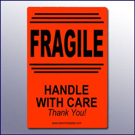 Fragile Handle With Care Label 4x6 Vertical Kenmore Label And Tag