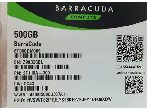 Seagate Barracuda HDD PN ST500DM009 2F110A-300 for Brilliance Workstation