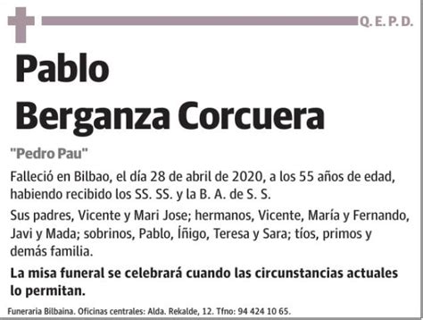 Pablo Berganza Corcuera Esquela Necrológica El Correo