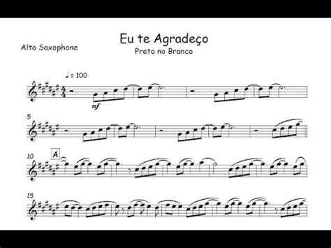 Eu te Agradeço Preto no BrancoPartitura Melódica Sax Alto Sax Tenor