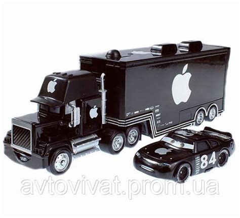 Машинки Трейлер + гонщик №84 чорний з мультика Тачки піксар Cars Pixar ...