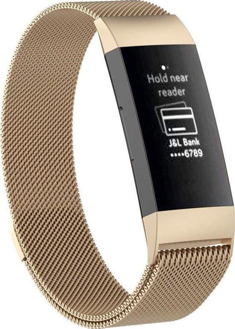 Milanees Bandje Geschikt Voor Fitbit Charge 3 En 4 Champagne