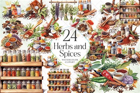 Herbs And Spices Watercolor Sublimation Graphic By Janecreative