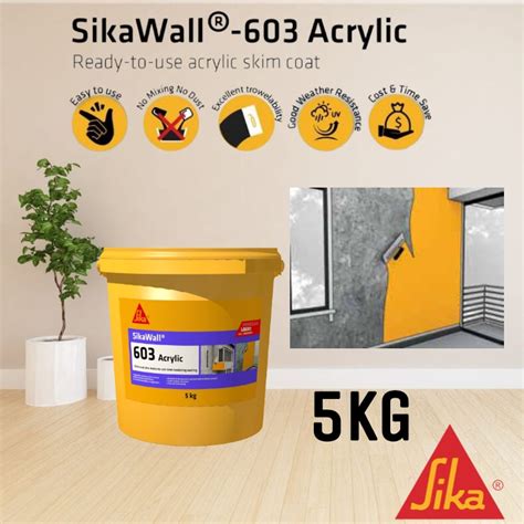 5KG SIKA SikaWall 603 Waterproof Acrylic Sika Skim Coat Lanko 103