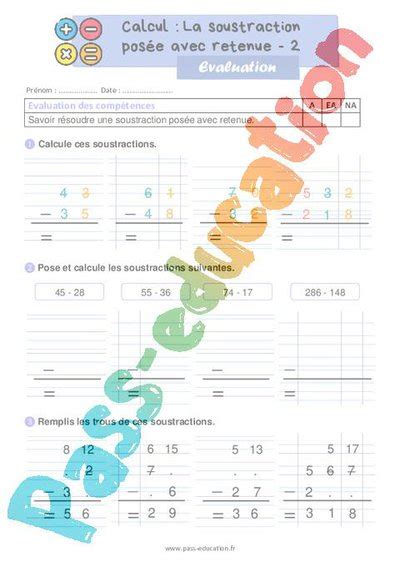 Soustraction Pos E Avec Retenue M Thode Par Cassage Au Ce