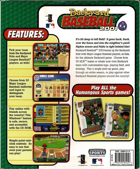 Backyard Baseball 2001 Pc Mac Xp Sealed Big Box Mlb Players Playing As