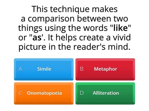 Figurative Language And Rhetorical Devices Quiz