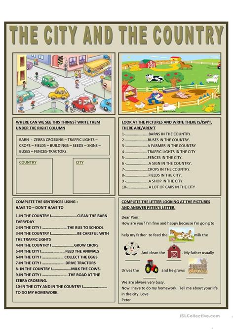 The City And The Country Worksheet Free Esl Printable Worksheets Made