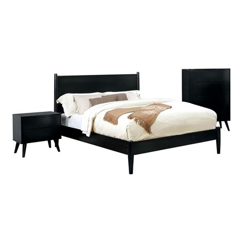 Foa Belkor Piece Black Solid Wood Bedroom Set Queen Nightstand