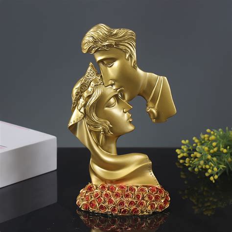 Wovilon The Kissing Lover Statues 7 87 Kiss Couple Resin Modern Ornament Sculptures Objects