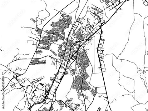 Vector Road Map Of The City Of Ramos Arizpe In Mexico With Black Roads