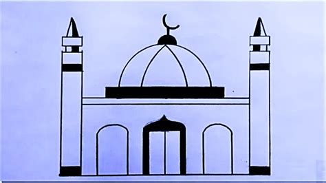 Easy Mosque Drawing Masjid Drawing Step By Step Drawing Tutorial