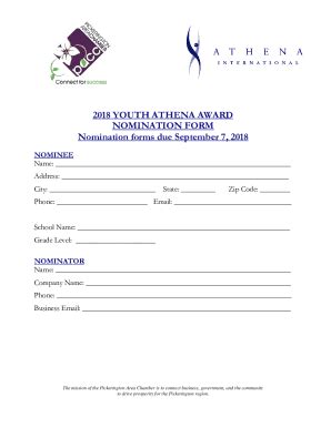 Fillable Online Nomination Forms Due September Fax Email Print