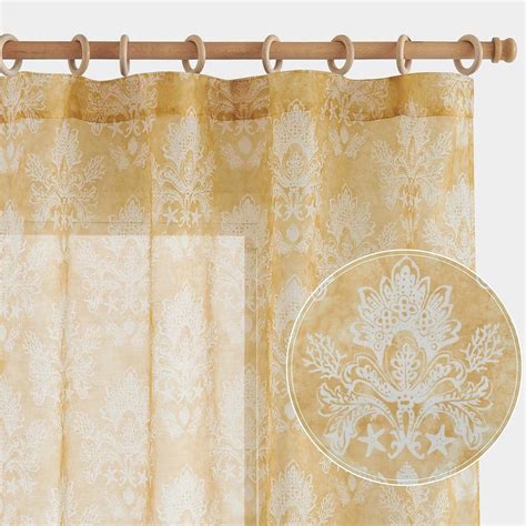 Amazon Jinchan Linen Sheer Curtains For Living Room Damask Floral