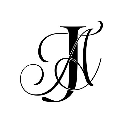 Ja Aj Monogram Logo Calligraphic Signature Icon Wedding Logo