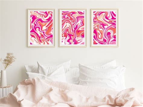 Preppy Wall Art Set Of Preppy Room Decor Set Of Preppy Paintings Set Of Hot Pink Set Of