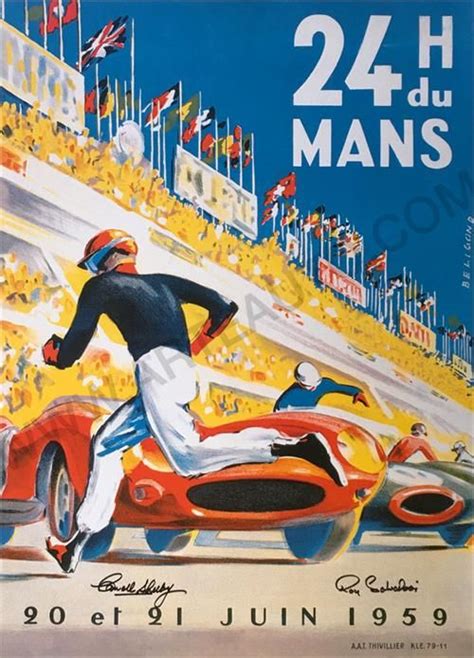 1959 24 Hours Of Le Mans Official Aco Reproduction Poster Autographed