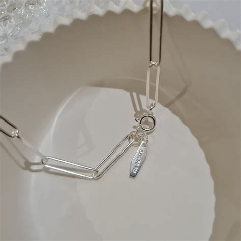 Rectangle Link Chain Silver I Paper Clip Link Chain Silver I Safana
