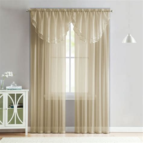 4 Piece Sheer Window Curtain Set For Living Room Dining Room Bay Windows 2 Voile Valance