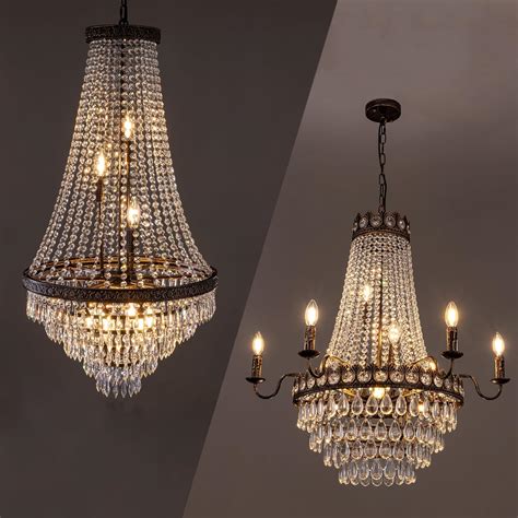 TOCHIC Crystal Chandelier Lights Farmhouse French Empire Country