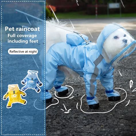 Dog Raincoat Waterproof Coverage 4 Legs Full Body Protection Cover Dogs