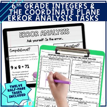 6th Grade Integers And The Coordinate Plane Error Analysis Tasks Find