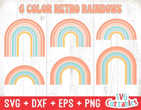 Retro Rainbow Svg Rainbow Cut File 6 Color Rainbow Svg Etsy Australia